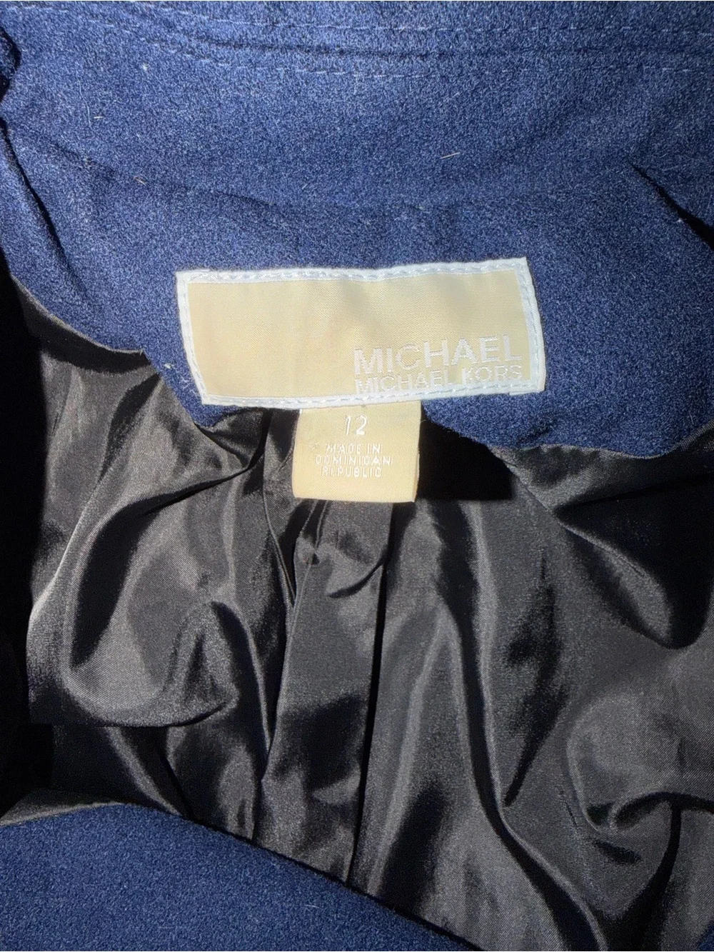 Michael kores  Navy Zip-Front Wool Blend Coat